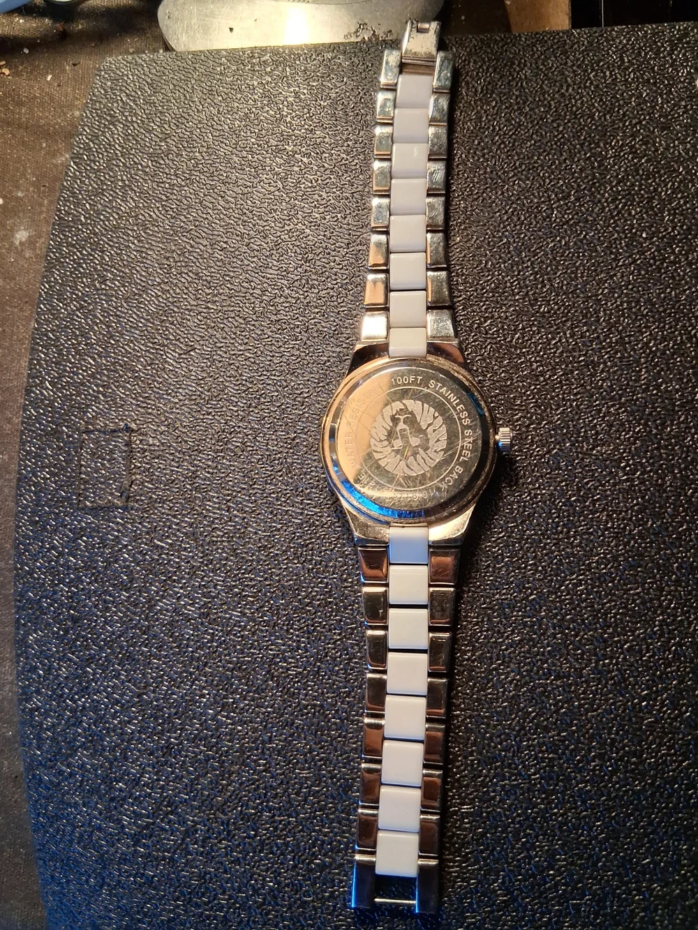 Anne Klein Silver and White Crystal Accent Bracelet Watch